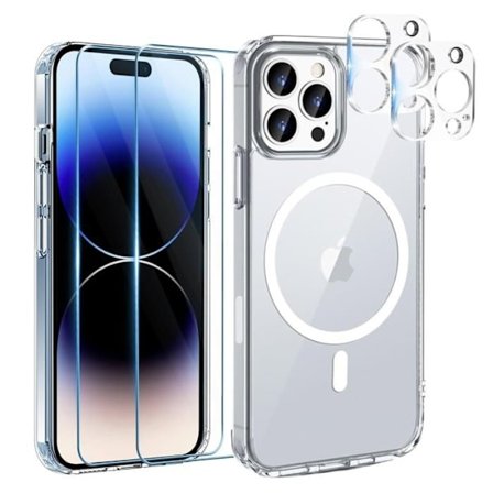Coque til iPhone 16 PRO MAX og 2 Tempered glas skærme og 2 Kamerabeskyttelser - Indbygget magnetcirkel Phonillico