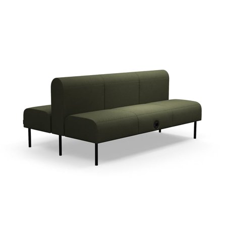 Modulsofa VARIETY, 3-personers sofa, med USB-stik, dobbelt, stof Blues CSII, olivengrøn