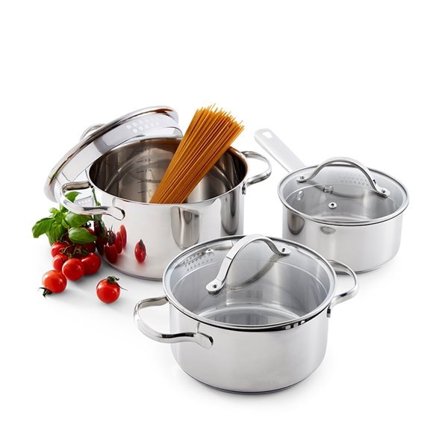 Kastrullset i stål med lock