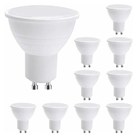 10-pack LED GU10-lampor, GU10 LED-lampor, 7 W kallvitt (motsvarar 50 W halogen), energibesparande lampa, 600 lm 120° stråle, icke-dimbar.