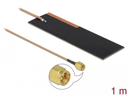 Delock LPWAN Antenna SMA plug 1 - 2 dBi RG-178 1 m PCB internal self adhesive - antenne