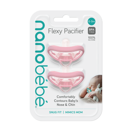 Nanobébé Flexy Soother Smokk, 0-3 mnd, rosa, 2 stk.