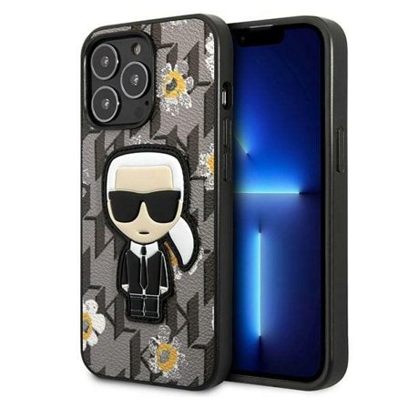 Karl Lagerfeld Kukka Ikonik Karl tapauksessa iPhone 13 Pro / iPhone 13 - harmaa