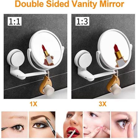 6 tum Sminkspegel Väggmonterad, Dubbelsidig Förstoringsspegel 1X/3X med 360° Arm_TF_TF