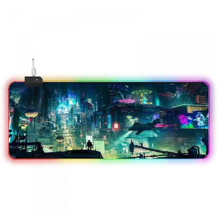 Utökad spelmusmatta, musmatta med hög DPI ger professionell spelkvalitet, perfekt för hemmakontor (Punk Street View) 700x300x4mm