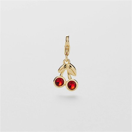 Red Cherry Charm - 24K VERGOLDETES STERLINGSILBER