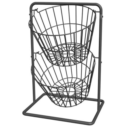 2 etasjers fruktkurv for kjøkkenbenk, oppbevaringskurvholder, frukt og grønnsaker, hengende kurv