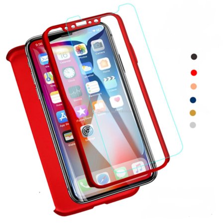 iPhone X Cover 3i1 360° FullCover 0.26mm 9H Glas - Sølv