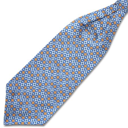 Virtuo | Blue and Brown Silk Ascot for Men - Cravats