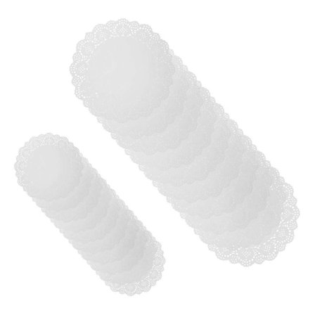 2 set med 200 st spetsdukar papper runda dekorativa pappersunderlägg coaster