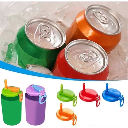 Sodavandslågsdåser, 4 stk. Silikone Sugerør Sodavandslågsdåser, Dåselåg til Sodavand, BPA-fri Genanvendelige Passer Standard til Dåser Drikkevarer, Øl