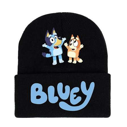 Bluey-sarjakuvakuvioitu kääntöneulottu pipohattu Talvi Lämmin Sukkahousu Kallohatut Aikuiset Lapset Unisex Lahjat db