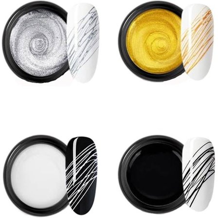 4 Färger Spider Gel för Nagelkonst, Målning Elastisk Ritning Spider Gel Soak off UV LED Gel Polish