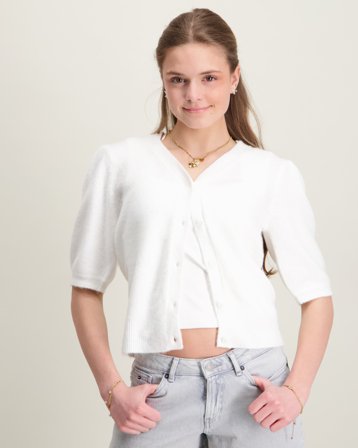 LMTD NLFLODET SS SHORT S KNIT V CARDIGAN Hvit Genser Jente - Kids Brand Store