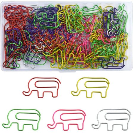 100 stk. Dyreformede Papirklips Søde Elefant Papirklips Blandede Farver Skønne Bogmærker Klips til Festinvitationer Lærer Scrapbøger Notesbog