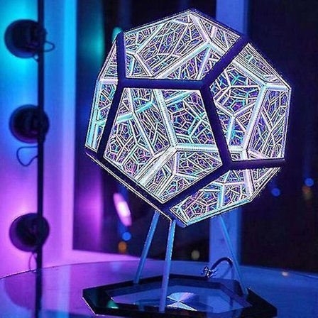 LED Art Lampe USB-lading Justerbar Farge Dekor Nattlampe Infinity Dodekaeder Farge Art Lampe