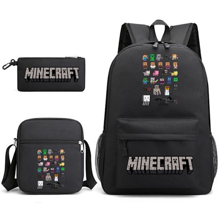 Minecraft Skolesekk Ryggsekk Penal Skulderveske Tredelt Sett _25