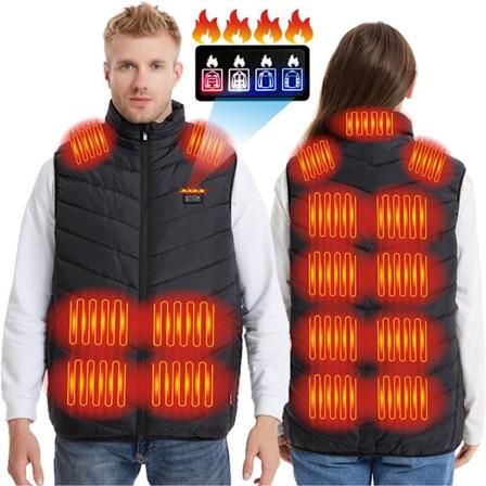 Oppvarmet vest for menn og kvinner USB elektrisk 21 oppvarmingssoner oppvarming vest vintervarme Black XX-Large