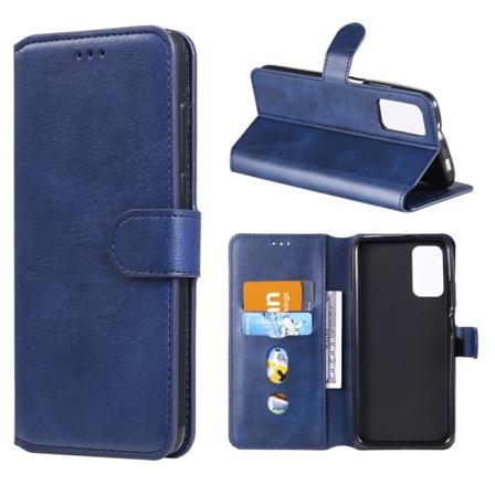 Xiaomi Redmi 9t - Solid Läder Fodral - Blå Blue Blå