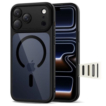 Tech-Protect Magpeak Magsafe CC -kotelo iPhone 17 Pro:lle - Kirkas musta