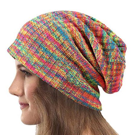 Naisten löysä pipo - Oranssi keltainen sekoitusvärinen neulottu pitkä pussi