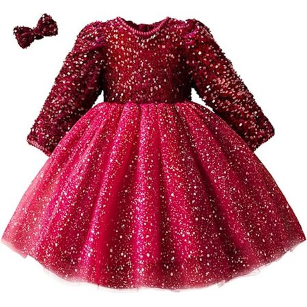 Pige Kjole med Lange Ærmer, Striktrøje, Efterår/Vinter, Julekjole, Casual Wear