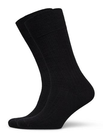 Pe 2Pk Calle Premium Mercerized Wool Rib Underwear Socks Regular Socks Musta Panos Emporio