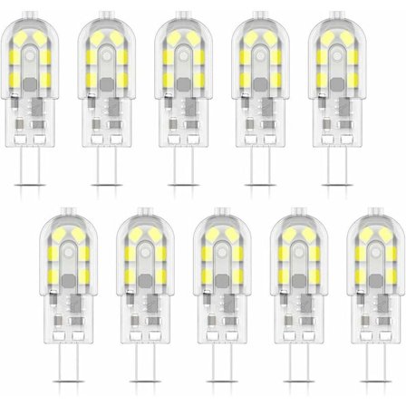 10X G4 LED-lamppu 2W LED-lamppu 12 SMD 2835LEDit Viileä valkoinen 6000K Lamppu 200LM Vastaava 20W Halogeenilamppu AC/DC12V KLB