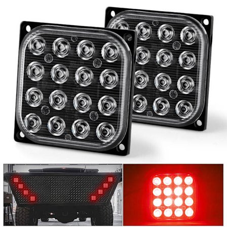 Fyrkantig 16-LED blinkande sidomarkering indikator broms bakljus