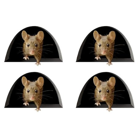 4 st mus hål väggdekaler 3D vinyl väggklistermärken mus hus klistermärken för hem sovrum vardagsrum
