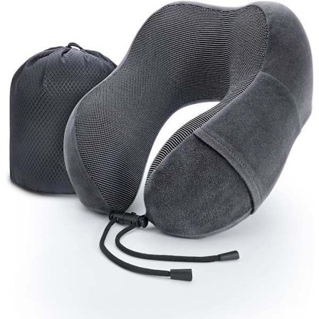 Rejsepude Nakkepude Memory Foam Blød Komfort og Støtte Rejsefly Nakkepuder, U-formet Pude til Søvn Grå