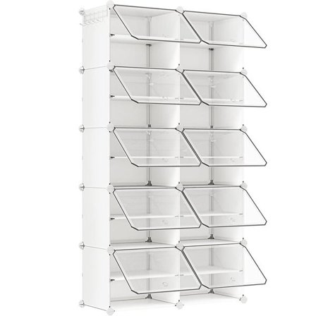 Joustava kenkäteline 40 kenkäparille - modulaarinen säilytysjärjestelmä - Valkoinen