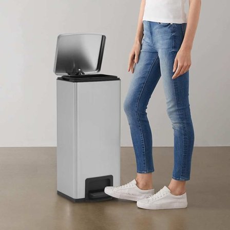 vidaXL Soptunna med pedal anti-fingeravtryck 30L silver rostfritt stål