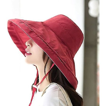 Solhatt for kvinner, bomullsvisir, fritids, japansk, 60 cm, rød