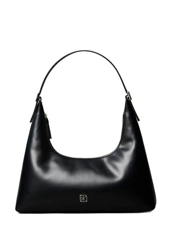 Calvin Klein Emblem Hw Lthr Shoulder Bag - Black - ONE SIZE