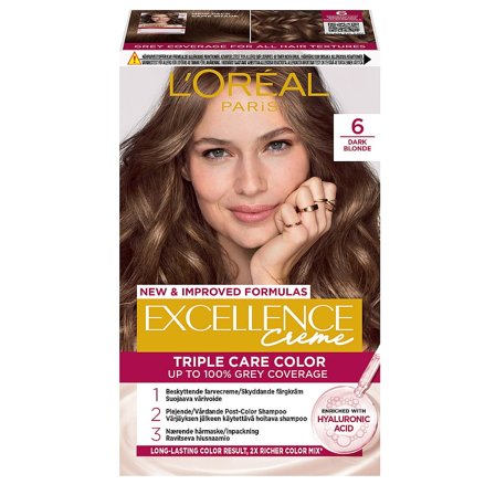 L'Oréal Paris Excellence Creme 6 Mørkeblond, Hår, Hårfarve, Permanent Hårfarve