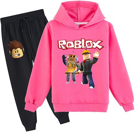 Roblox Hoodie Suit Børn Varmt Hoodie Tøj Roblox Trykt Hoodie Rose Red W