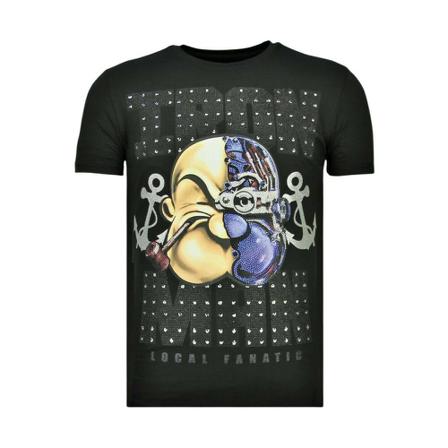 Local Fanatic Iron Man Popeye Rhinestone - T shirt - 13-6214Z svart, Herr, Herr, Storlek: L