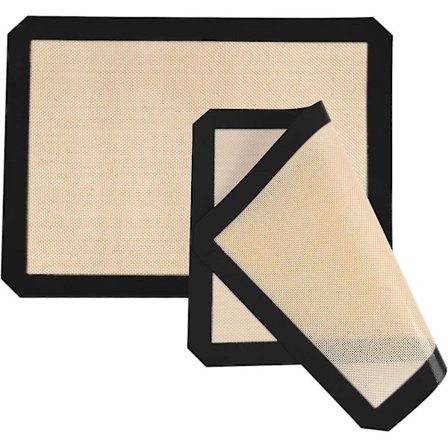 DWW-2 Silikone Bagemåtter 30 x 40 cm (Sort), Genanvendelig Non-stick Silikone Bagemåtte, Bagepapir til Brød, Kager