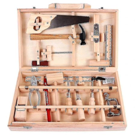Multifunktionell verktygslåda för barn, leksak för underhållshantering, demontering, snickarlåda, trä, Boy-hao