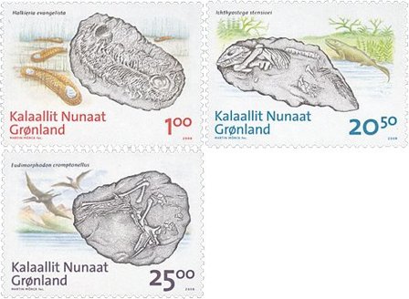 Grønland - Fossiler - Postfrisk sæt 3v