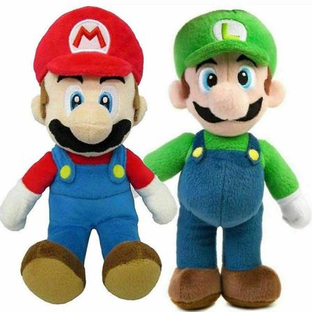 Super Mario Bros Plysdukke Mario Luigi Blødt udstoppet dyrelegetøj Gave 25 cm Red Green