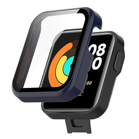 Xiaomi Mi Watch Lite / Redmi Watch simple cover with tempered glass screen protector - Dark Blue