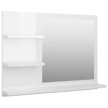 Vidaxl Badrumsspegel Vit Högglans 60x10,5x45 Cm Konstruerat Trä Vit