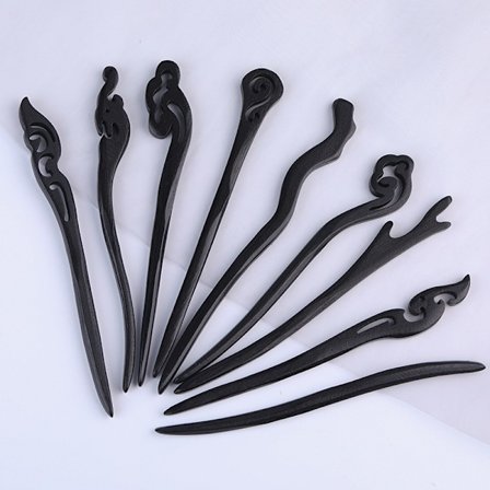 9 stk. hårpinner i tre, vintage hårpinner, vintage