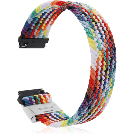 Flettede Elastiske Loop Urremme - Regnbue (22mm) - Universal Quick Release Rem