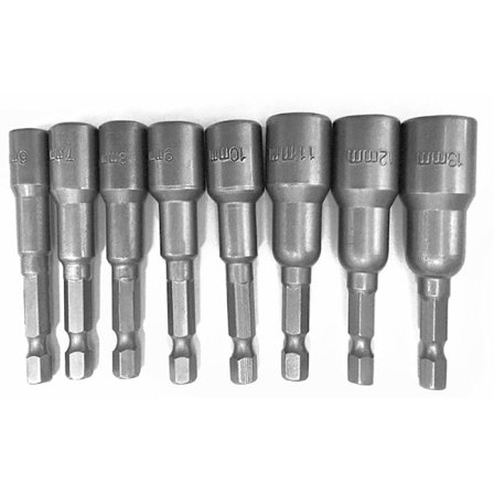 8 st 1/4 tum metrisk magnetisk sexkantsmutterdrivhylsnyckelsats slagborr 6 till 13 mm adapter