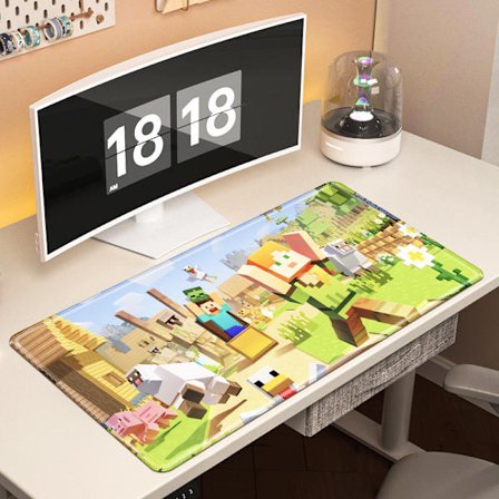 Minecraft-tema stor musemåtte, pixel-stil gaming og kontor skrivebordsmåtte, 90x40cm