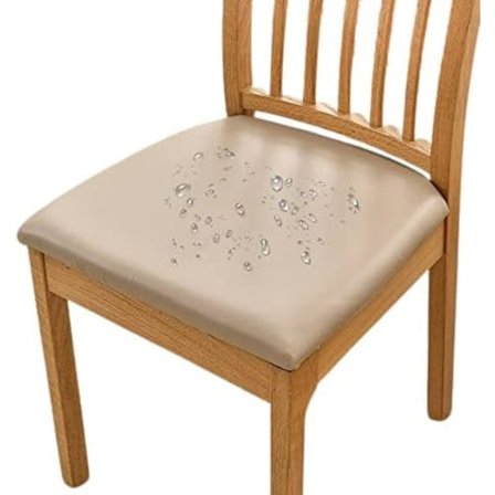 6 stk. spisebordsstolebetræk til vandtæt sæde PU læder sædebetræk til stole sædehyndebetræk, Khaki