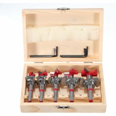 Drillpro 5st Forstner set 15 20 25 30 35 mm Träskruvfräs Sexkantnyckel Träbearbetningshålsåg för power